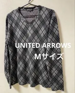 [美品] UNITED ARROWS チェック柄Vネック長袖トップス/ M