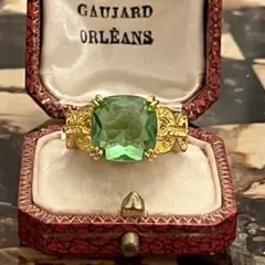 英国　ヴィンテージ　イギリス　推し活　緑担当　派手　金色　指輪　リング　19号