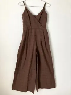 GU チェック柄キャミソールオールインワン Mサイズ