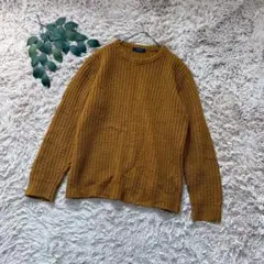 6538✾レイジブルー✾リブニットセーター【L】マスタード/長袖/毛混/ゆったり