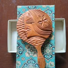 木製彫刻ミラー　北海道おみやげ