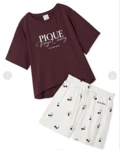 ジェラートピケ ルージュチェリーレーヨンロゴTシャツ＆ショートパンツ