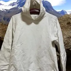 ホワイト フード付き カジュアルパーカー