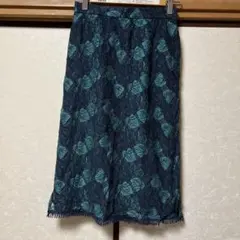 ローズバッド ネイビーブルーレースタイトスカート