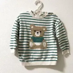 H&M 9-12M グリーンボーダー　ニット