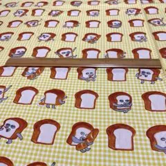 パンどろぼう キャラクター イエロー ギンガムチェック オックス 生地 はぎれ