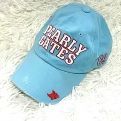 【美品】PEARLY GATES ゴルフキャップ 立体ロゴ刺繍 FREE デニムのサムネイル