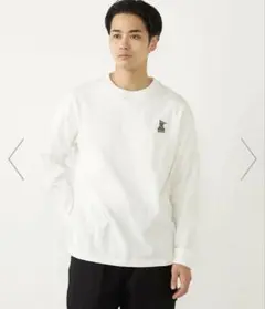 SHIPS TeddyBearワンポイントステッチロングスリーブTEE