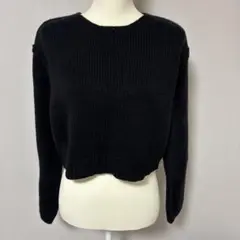 GU ブラック クロップド丈 ニット セーター 長袖