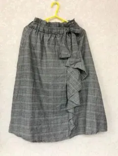 【最終値下げ！】グレンチェックのフリル ミモレ丈スカート Mサイズ