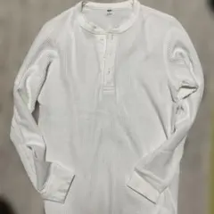 UNIQLO ホワイト 長袖ヘンリーネック Tシャツ S
