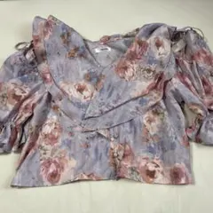 NICE CLAUP フラワープリント 半袖ブラウス