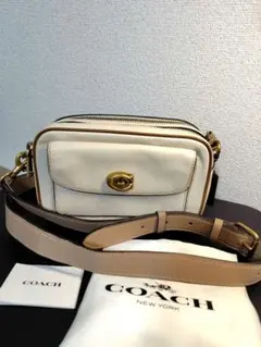 凵coach コーチ ウィロウ カメラバッグ ショルダー レザー ホワイト