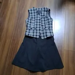 チェック柄ベストとスカートセット