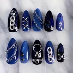 青系ゴシックネイルチップ【匿名配送】【サイズオーダー】