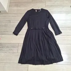 arrive park 長袖プリーツワンピース ダークネイビー