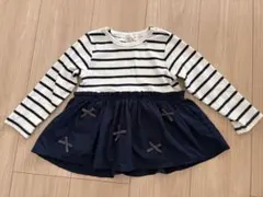 ストライプ長袖Tシャツ フレアスカート付き