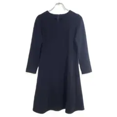 IEDIT ワンピース 七分袖 フレア シンプル ブラック S フォーマル 上品