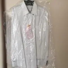 メンズ ホワイトストライプ長袖ワイシャツ