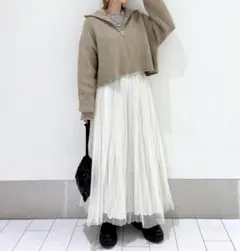 ２ＷＡＹレイヤードチュールスカート　（アイボリー）