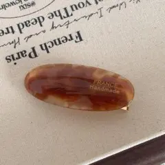 ヘアクリップ 楕円形 ブラウン 髪留め ヘアアクセサリー まだら模様 シンプル