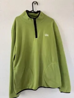 STUSSY グリーン フリース ハーフジップジャケット