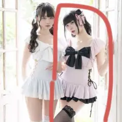 夢展望　サイドレースアップリボン水着　ピンク