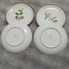 T*O様 花柄陶器皿 金縁付き 4枚セット