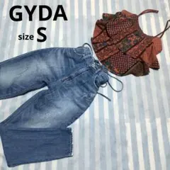 難あり美品✦ジェイダGYDAレースアップデニムジーンズ/S/ブルー/ダメージ加工