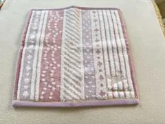 【未使用品】Afternoon teaウサギ刺繍 ピンクストライプタオルハンカチ