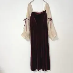 新品タグ付き♡ emi+ 配色ドッキングロングワンピース お呼ばれ ベロア Mのサムネイル