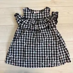 【美品】mezzo piano ギンガムチェック ワンピース 女の子 100cm