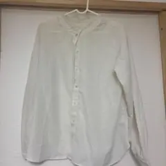 earth music&ecology フリル付きホワイト長袖シャツ