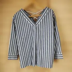3/12まで最終お値下げ★BAYFLOW 　ストライプ Vネックシャツ サイズ3