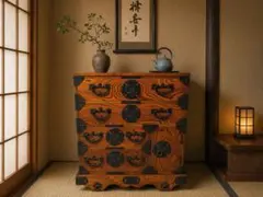伝統工芸品 岩谷堂箪笥 車箪笥 鍵付き チェスト タンス 漆塗り ケヤキ 欅のサムネイル