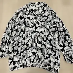 スミスタイル 小花柄スモックブラウス 総柄 花柄 ベロア切り替え 