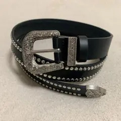 スタッズウエスタンベルト B 黒 アメカジ レザー ヴィンテージ 古着 Y2K