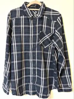 美品 INGNI 綿100% チェック柄シャツ M ネイビー×グリーン薄手柔らか