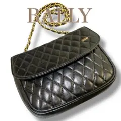 バリー イタリア製 斜め掛け可 キルティング チェーン ショルダーバッグブラック