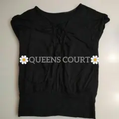 ♡QUEENS COURT♡後クロスリボン黒カットソーMのサムネイル