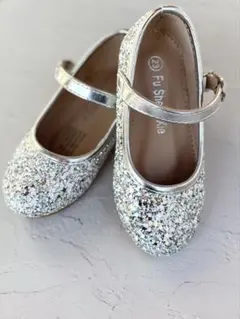 シルバー キラキラ フォーマル 女の子 ベビー シューズ 靴 フラット バレエ