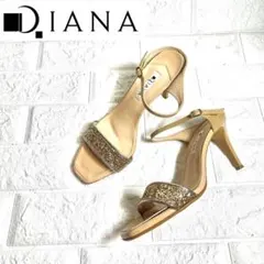 【美品】DIANA ラメ グリッター ストラップサンダル ミュール