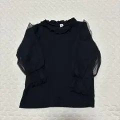 黒いフリル付き長袖トップス 80