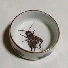 コオロギ 虫絵 陶器 豆皿 小皿 骨董 ミニチュアのサムネイル