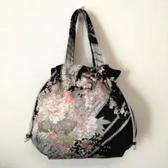 B510【着物リメイク】巾着型ハンドバッグ