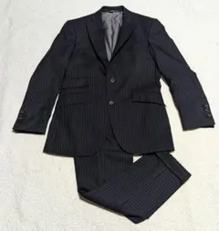 美品 3ピース カシヤマ スーツ セットアップ ビジネス ストライプ 黒 M