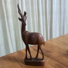 木製 鹿の彫刻 約65cm ブラウン - メルカリ