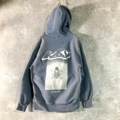 MEQRI　カイジ　パーカー　ブルー　バックプリント　フーディー　コットン