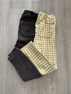 UNIQLO ボトムス 茶色と黄色のチェック柄