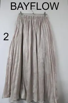 BAYFLOWシャインプリーツスカート良品光沢フォーマル2かわい